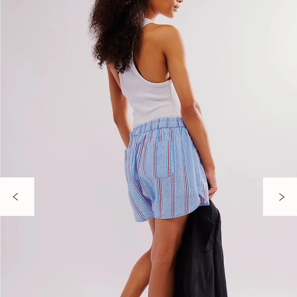 Free People Ciao Ciao Vacation Stripes Boxer Shorts XS Red & Blue Cotton Stripe - Picture 3 of 7